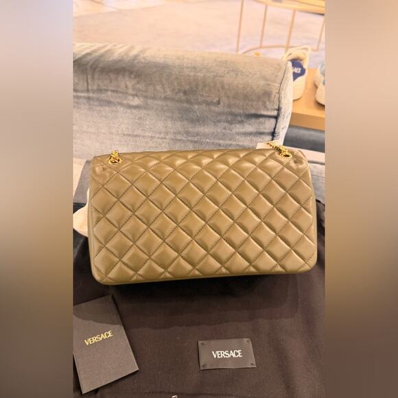 Versace Quilted Medusa Olive flap leather Bag large - Picture 3 of 7